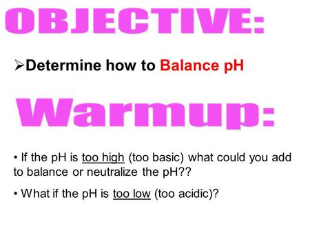 Determine how to Balance pH
