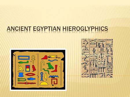  Used on temples  They are written left to right.  Known as pictographs  There are more than 700 hieroglyphics  The Rosetta Stone was made by 3 scribes.