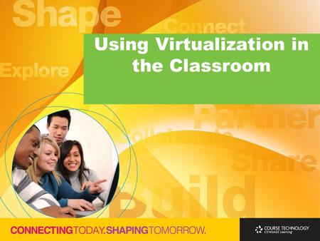 Using Virtualization in the Classroom. Using Virtualization in the Classroom Session Objectives Define virtualization Compare major virtualization programs.