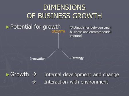 DIMENSIONS OF BUSINESS GROWTH