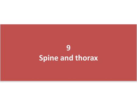 9 Spine and thorax. CLASSIFICATION Injuries of the spine and thorax may be classified as follows: A-Major fractures and displacements of the thoracic.