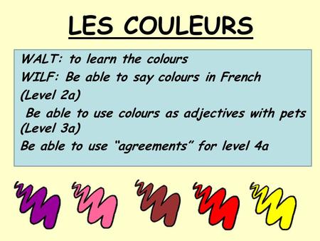 LES COULEURS WALT: to learn the colours