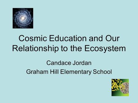 Cosmic Education and Our Relationship to the Ecosystem