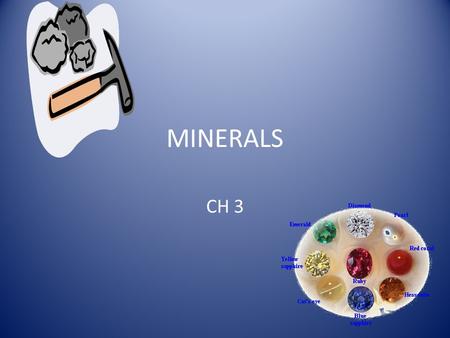 MINERALS CH 3. Minerals … Why important? BUILDING BLOCKS of Rocks and Earth’s Crust! Many uses...