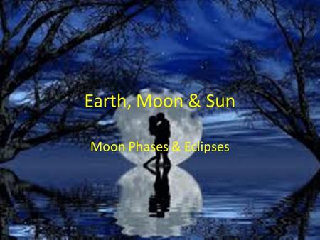 Earth, Moon & Sun Moon Phases & Eclipses. Essential Standards 6.E.1Understand the earth/moon/sun system, and the properties, structures and predictable.