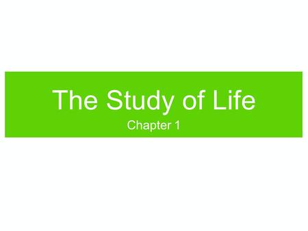 The Study of Life Chapter 1. What is Life? The concept of “living” can be difficult to define, since many qualities of living things can be seen in non-living.