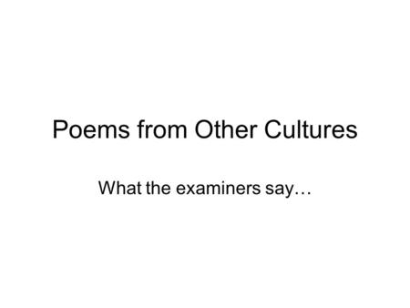 Poems from Other Cultures