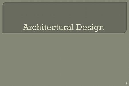 Architectural Design.