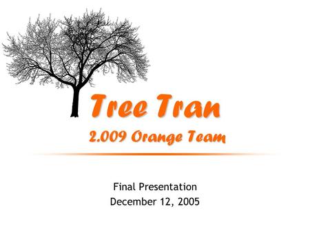 Tree Tran 2.009 Orange Team Final Presentation December 12, 2005.