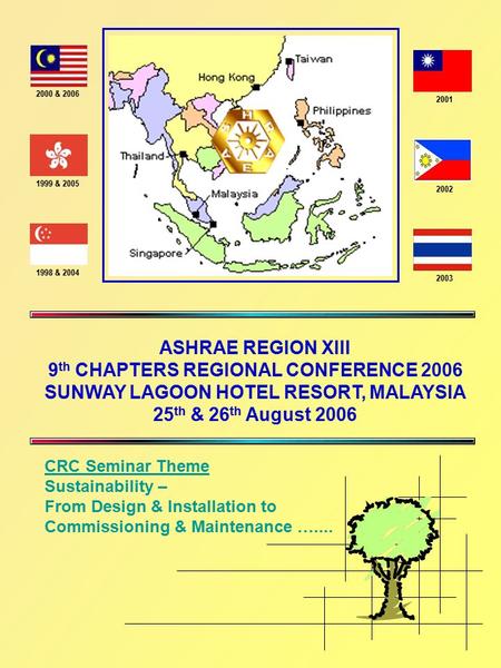 CRC Seminar Theme Sustainability – From Design & Installation to Commissioning & Maintenance ….... ASHRAE REGION XIII 9 th CHAPTERS REGIONAL CONFERENCE.