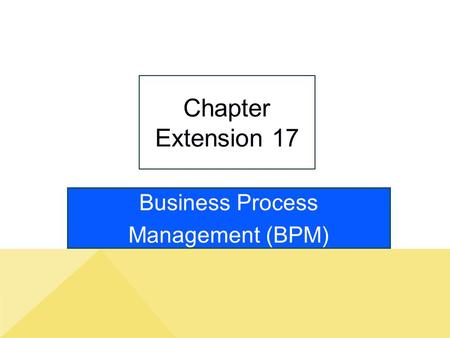 Business Process Management (BPM) Chapter Extension 17.