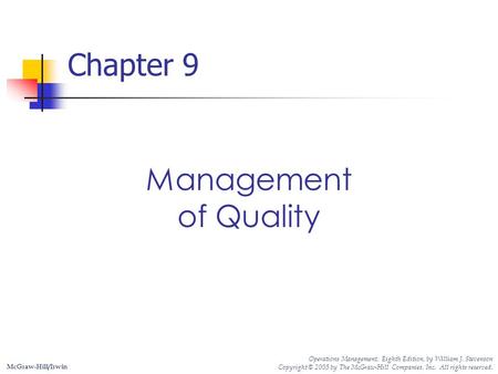 Chapter 9 Management of Quality
