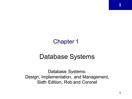 Database Systems Chapter 1