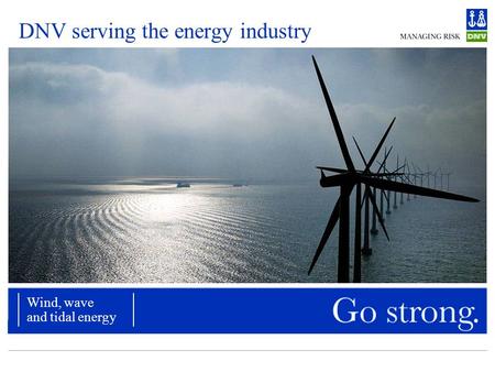 Wind, wave and tidal energy DNV serving the energy industry.
