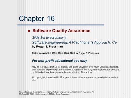 Chapter 16 Software Quality Assurance