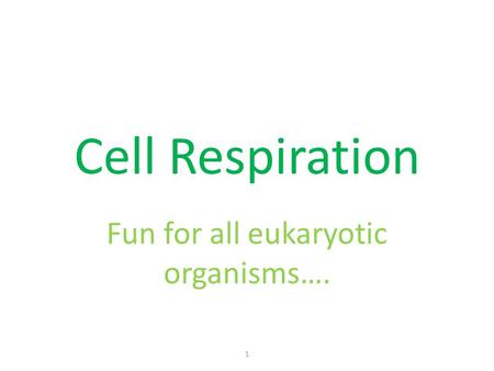 Fun for all eukaryotic organisms…. Cell Respiration 1.