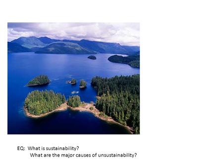 EQ: What is sustainability? What are the major causes of unsustainability?