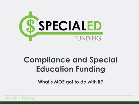 Compliance and Special Education Funding What’s MOE got to do with it?