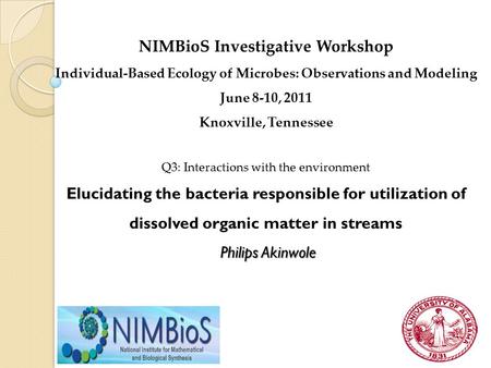 NIMBioS Investigative Workshop Individual-Based Ecology of Microbes: Observations and Modeling June 8-10, 2011 Knoxville, Tennessee Q3: Interactions with.