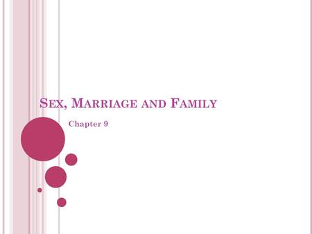 S EX, M ARRIAGE AND F AMILY Chapter 9. Q UESTIONS … What Is Marriage? What Is Family? What Is the Difference Between Family and Household?