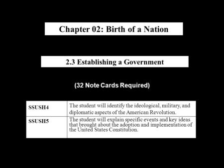 Chapter 02: Birth of a Nation 2.3 Establishing a Government