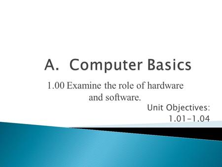 1.00 Examine the role of hardware and software.