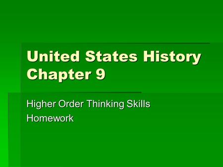United States History Chapter 9
