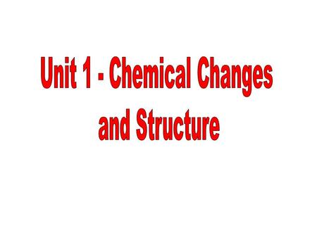 Unit 1 - Chemical Changes
