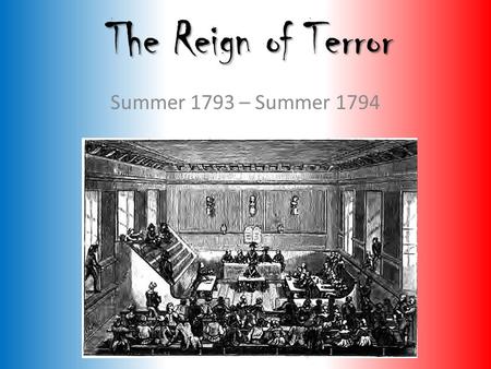 The Reign of Terror Summer 1793 – Summer 1794. Opposition to the Revolution March 1793: A draft of 300,000 is called for and The Vendee Rebellion erupts.