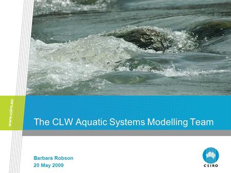 The CLW Aquatic Systems Modelling Team Barbara Robson 20 May 2009.