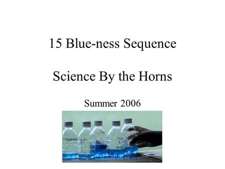 15 Blue-ness Sequence Science By the Horns Summer 2006.