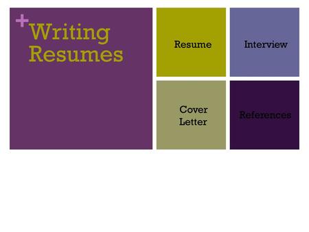 Writing Resumes Resume Interview Cover Letter References.