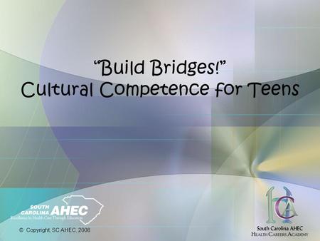 © Copyright, SC AHEC, 2008 “Build Bridges!” Cultural Competence for Teens.