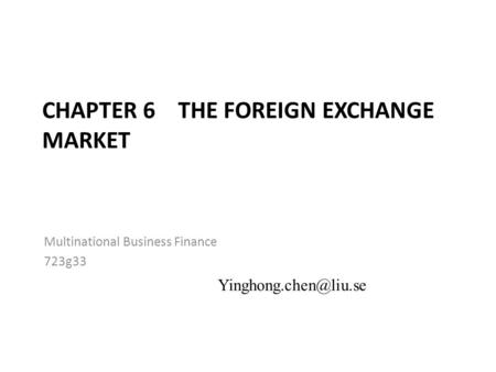 Analysis of the foreign exchange market