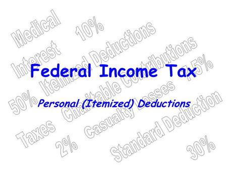Federal Income Tax Personal (Itemized) Deductions.