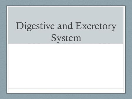Digestive and Excretory System. Nutrients 6 Nutrients for Good Health 1. Waterinvolved in almost all chemical reactions.