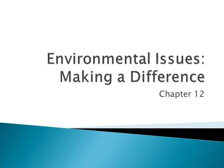 Chapter 12.  When we look at environmental issues, we become aware that our lives are part of the intricate web of living organisms and nonliving natural.