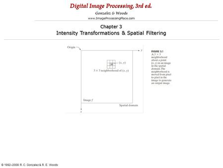 Digital Image Processing, 3rd ed. www.ImageProcessingPlace.com © 1992–2008 R. C. Gonzalez & R. E. Woods Gonzalez & Woods Chapter 3 Intensity Transformations.