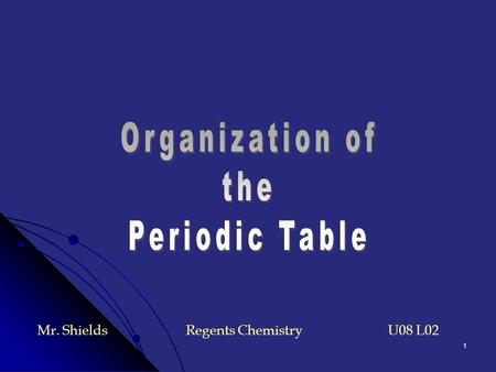 Organization of the Periodic Table