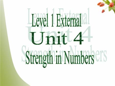 Level 1 External Unit 4 Strength in Numbers.