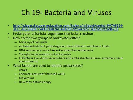 Ch 19- Bacteria and Viruses