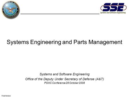 Systems Engineering and Parts Management