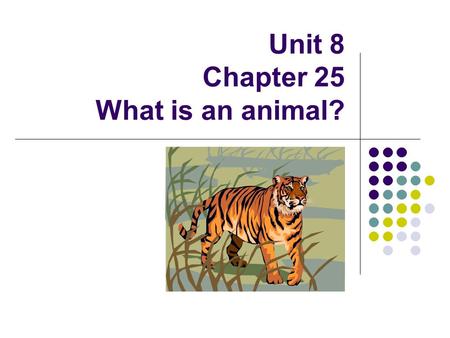 Unit 8 Chapter 25 What is an animal?