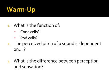 Warm-Up What is the function of: