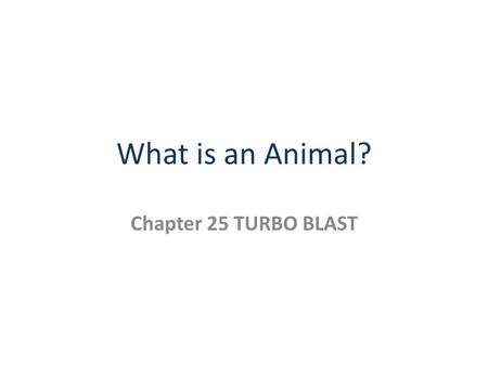 What is an Animal? Chapter 25 TURBO BLAST. Why are animals classified as one kingdom? All animals are: – Eukaryotic, multicellular – Able to move in specific.