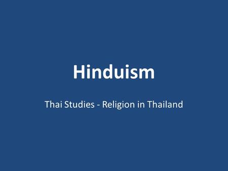 Thai Studies - Religion in Thailand