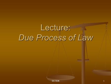 SECTION1 Lecture: Due Process of Law. SECTION2 Pair Share: The 5th Amendment declares that the Federal Government cannot deprive any person of “life,