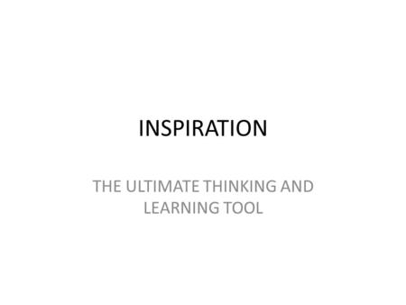 INSPIRATION THE ULTIMATE THINKING AND LEARNING TOOL.