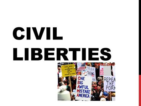 CIVIL LIBERTIES. THE POLITICS OF CIVIL LIBERTIES Civil liberties: protections the Constitution provides individuals against the abuse of government power.