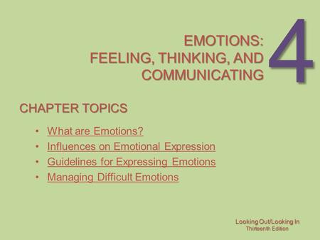Emotions: Feeling, thinking, and communicating